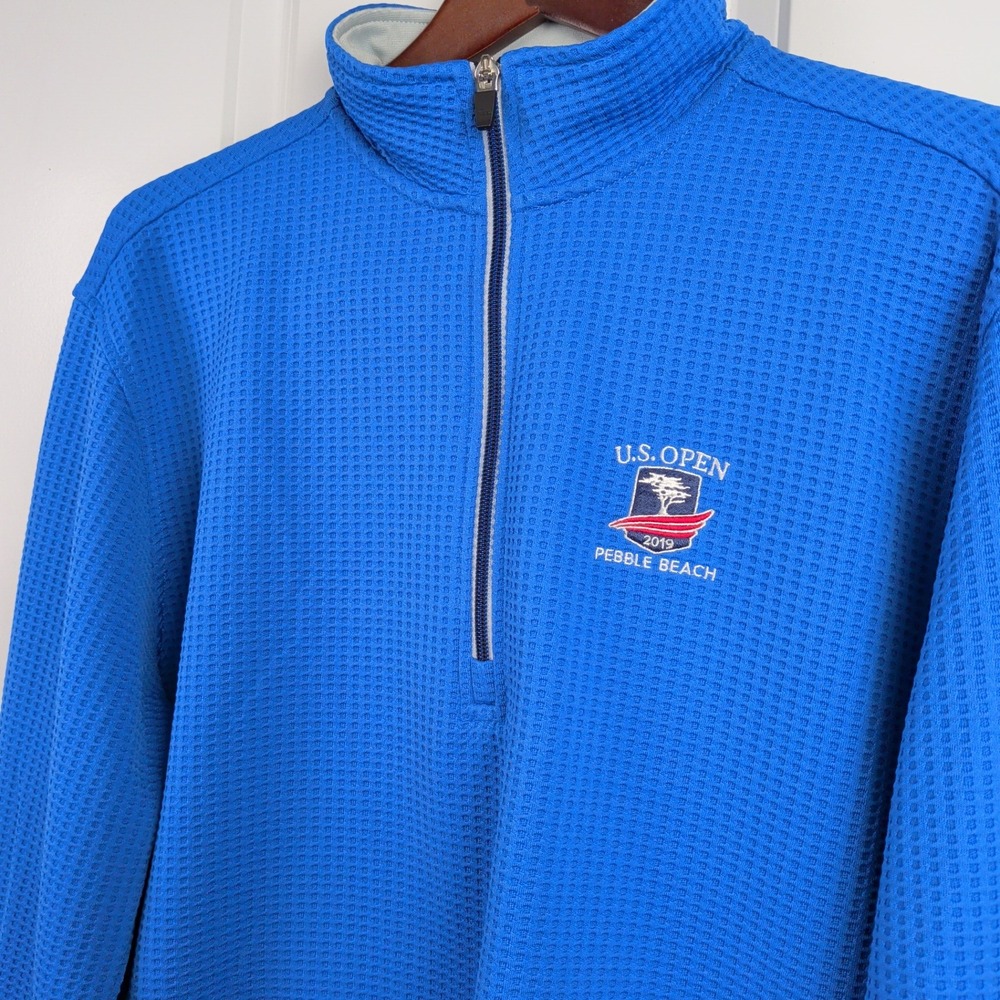 Straight Down 2019 US Open Pebble Beach Golf 1/4 Zip Pullover Mens L Blue